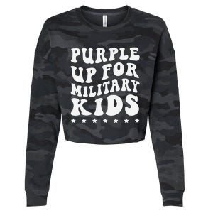 Groovy Purple Up For Military Child Month Cropped Pullover Crew