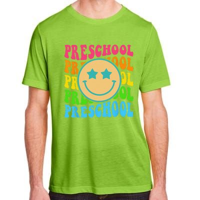 Groovy Preschool Vibes Face Retro Teachers Back To School Adult ChromaSoft Performance T-Shirt