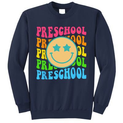 Groovy Preschool Vibes Face Retro Teachers Back To School Sweatshirt