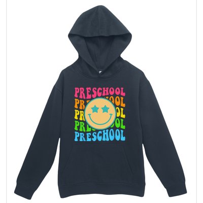 Groovy Preschool Vibes Face Retro Teachers Back To School Urban Pullover Hoodie