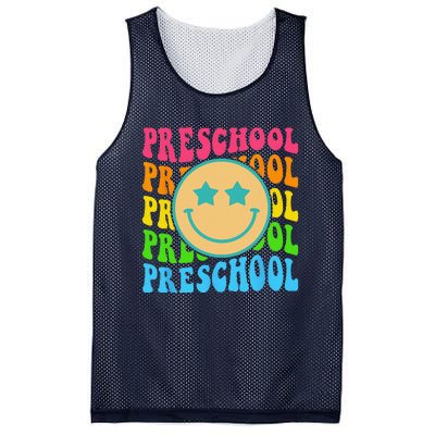 Groovy Preschool Vibes Face Retro Teachers Back To School Mesh Reversible Basketball Jersey Tank