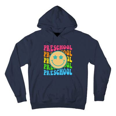 Groovy Preschool Vibes Face Retro Teachers Back To School Tall Hoodie