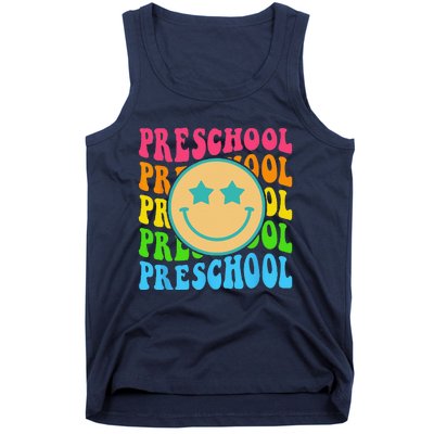 Groovy Preschool Vibes Face Retro Teachers Back To School Tank Top