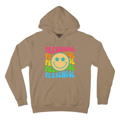 Groovy Preschool Vibes Face Retro Teachers Back To School Hoodie