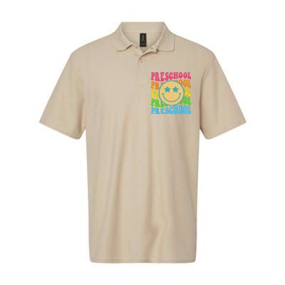 Groovy Preschool Vibes Face Retro Teachers Back To School Softstyle Adult Sport Polo