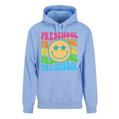 Groovy Preschool Vibes Face Retro Teachers Back To School Unisex Surf Hoodie