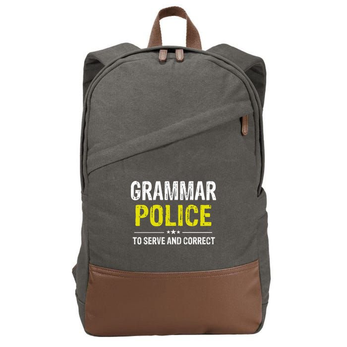 Grammar Police Wo And Funny Costume Idea Cotton Canvas Backpack