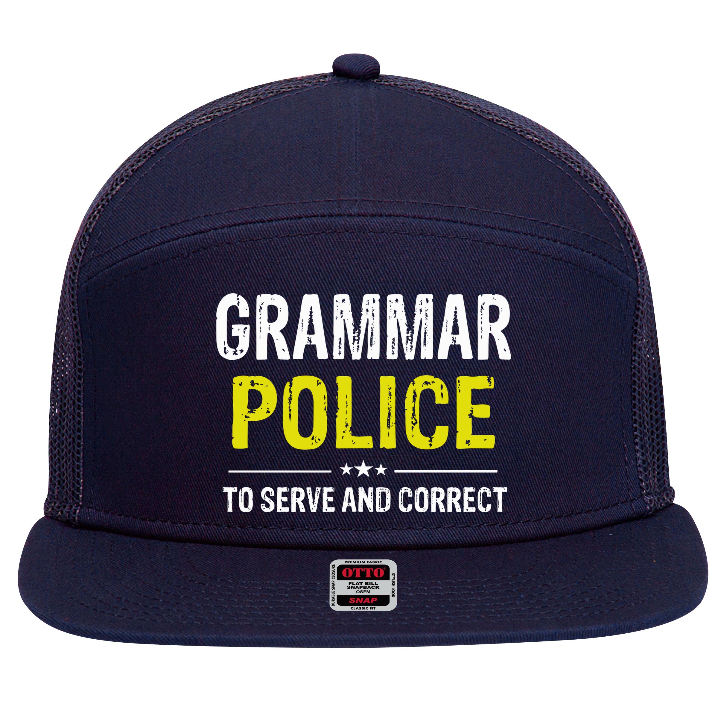 Grammar Police Wo And Funny Costume Idea 7 Panel Mesh Trucker Snapback Hat