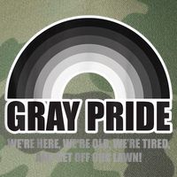 Gray Pride We're Here We're Old And Get Off Our Lawn Legacy Tie Dye Trucker Hat