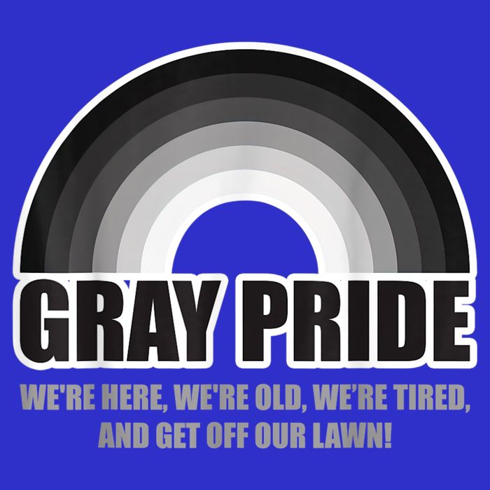 Gray Pride We're Here We're Old And Get Off Our Lawn Long Sleeve Shirt