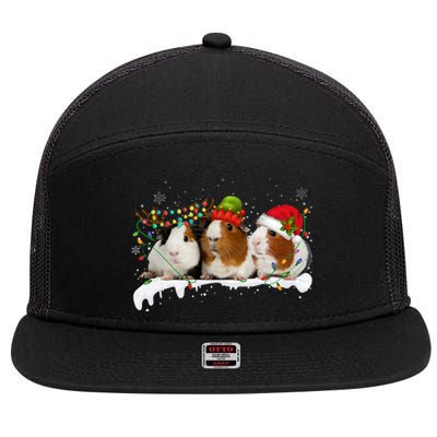 Guinea Pigs With Christmas Lights And Santa Hat Cute Xmas 7 Panel Mesh Trucker Snapback Hat