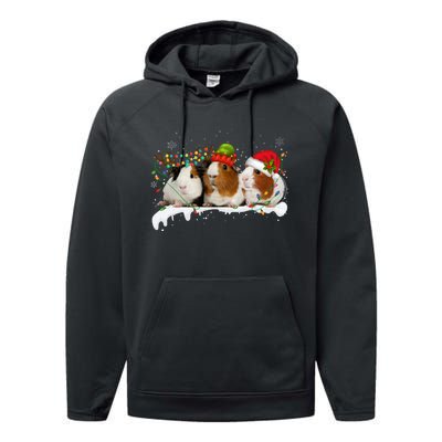 Guinea Pigs With Christmas Lights And Santa Hat Cute Xmas Performance Fleece Hoodie