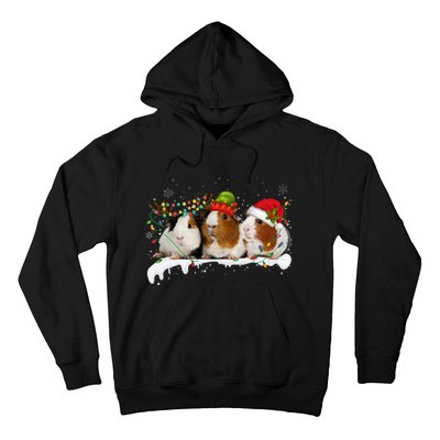 Guinea Pigs With Christmas Lights And Santa Hat Cute Xmas Hoodie