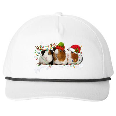 Guinea Pigs With Christmas Lights And Santa Hat Cute Xmas Snapback Five-Panel Rope Hat