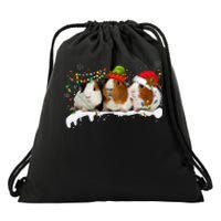 Guinea Pigs With Christmas Lights And Santa Hat Cute Xmas Drawstring Bag