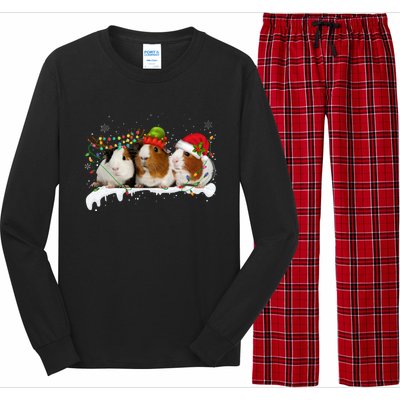 Guinea Pigs With Christmas Lights And Santa Hat Cute Xmas Long Sleeve Pajama Set