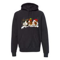 Guinea Pigs With Christmas Lights And Santa Hat Cute Xmas Premium Hoodie