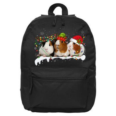 Guinea Pigs With Christmas Lights And Santa Hat Cute Xmas 16 in Basic Backpack