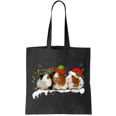 Guinea Pigs With Christmas Lights And Santa Hat Cute Xmas Tote Bag