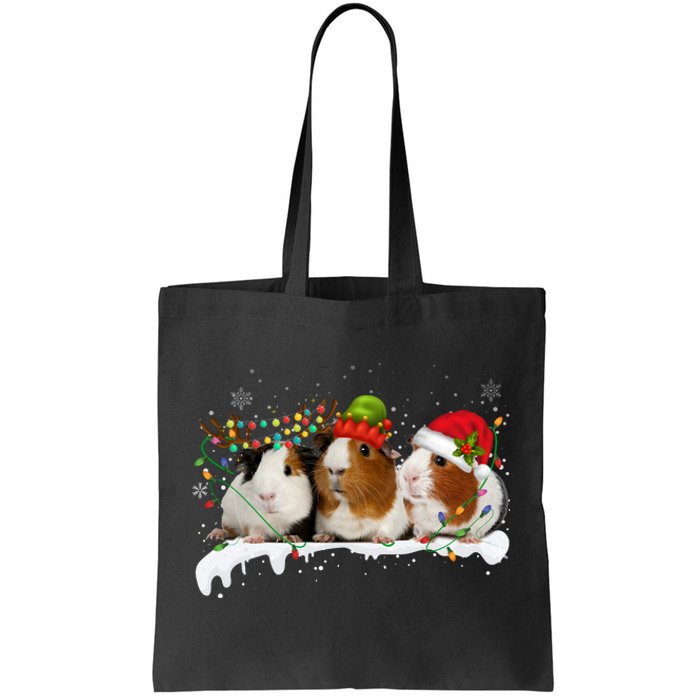 Guinea Pigs With Christmas Lights And Santa Hat Cute Xmas Tote Bag