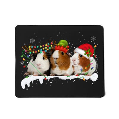 Guinea Pigs With Christmas Lights And Santa Hat Cute Xmas Mousepad