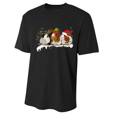 Guinea Pigs With Christmas Lights And Santa Hat Cute Xmas Performance Sprint T-Shirt