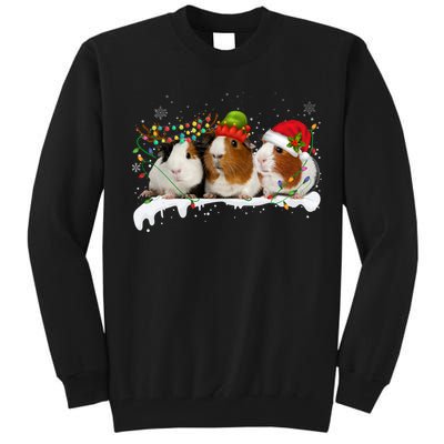 Guinea Pigs With Christmas Lights And Santa Hat Cute Xmas Tall Sweatshirt