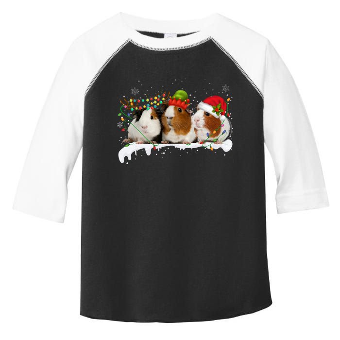 Guinea Pigs With Christmas Lights And Santa Hat Cute Xmas Toddler Fine Jersey T-Shirt