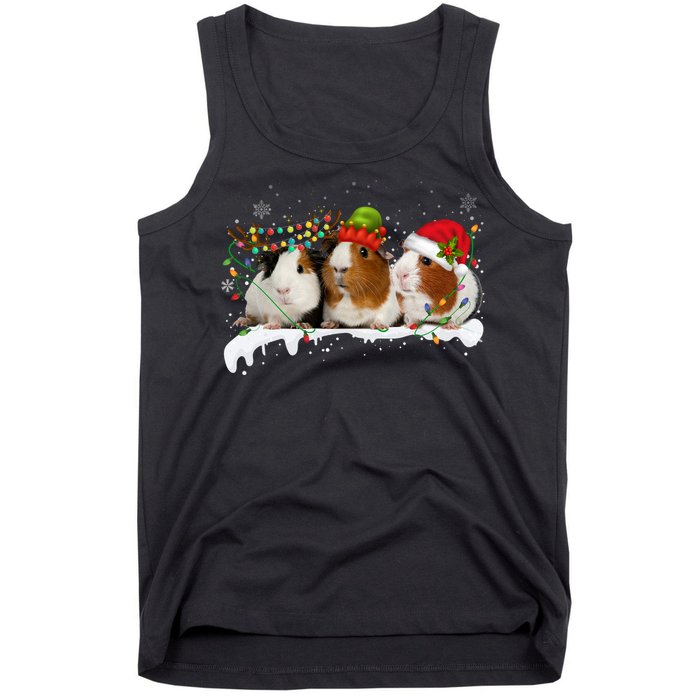 Guinea Pigs With Christmas Lights And Santa Hat Cute Xmas Tank Top