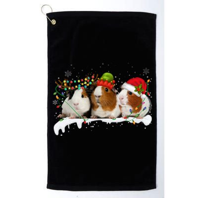 Guinea Pigs With Christmas Lights And Santa Hat Cute Xmas Platinum Collection Golf Towel