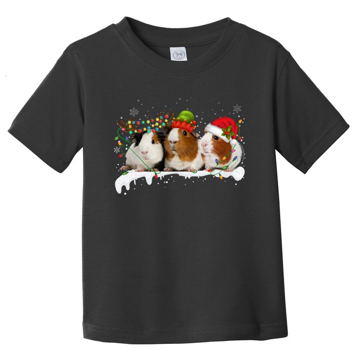 Guinea Pigs With Christmas Lights And Santa Hat Cute Xmas Toddler T-Shirt