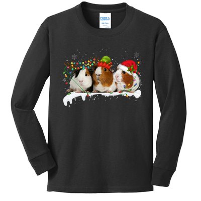 Guinea Pigs With Christmas Lights And Santa Hat Cute Xmas Kids Long Sleeve Shirt