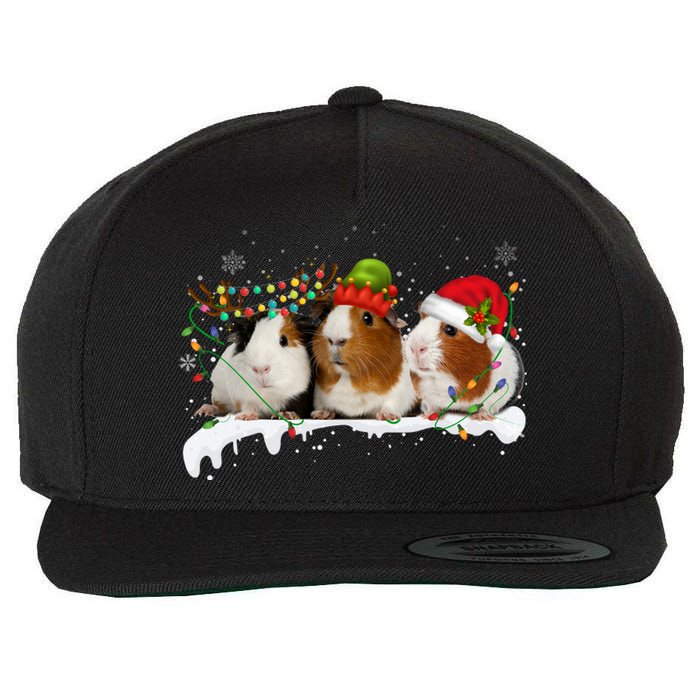 Guinea Pigs With Christmas Lights And Santa Hat Cute Xmas Wool Snapback Cap