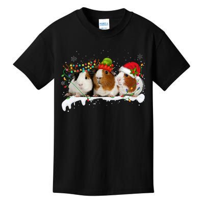 Guinea Pigs With Christmas Lights And Santa Hat Cute Xmas Kids T-Shirt