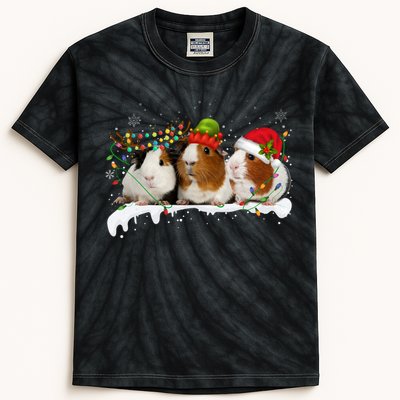 Guinea Pigs With Christmas Lights And Santa Hat Cute Xmas Kids Tie-Dye T-Shirt