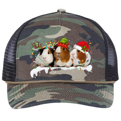 Guinea Pigs With Christmas Lights And Santa Hat Cute Xmas Retro Rope Trucker Hat Cap