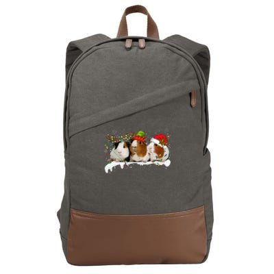 Guinea Pigs With Christmas Lights And Santa Hat Cute Xmas Cotton Canvas Backpack