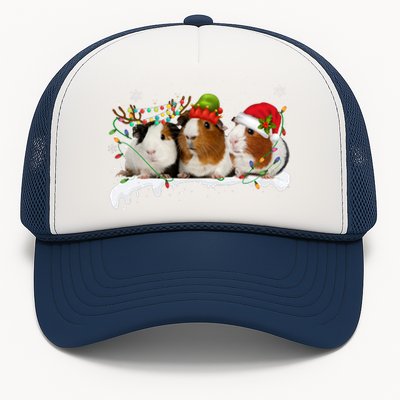 Guinea Pigs With Christmas Lights And Santa Hat Cute Xmas Trucker Hat