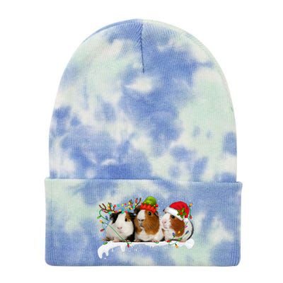 Guinea Pigs With Christmas Lights And Santa Hat Cute Xmas Tie Dye 12in Knit Beanie