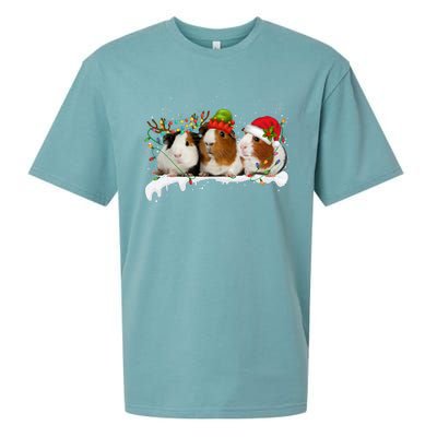 Guinea Pigs With Christmas Lights And Santa Hat Cute Xmas Sueded Cloud Jersey T-Shirt