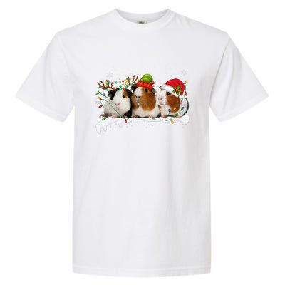 Guinea Pigs With Christmas Lights And Santa Hat Cute Xmas Garment-Dyed Heavyweight T-Shirt