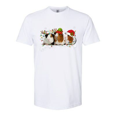 Guinea Pigs With Christmas Lights And Santa Hat Cute Xmas Softstyle CVC T-Shirt