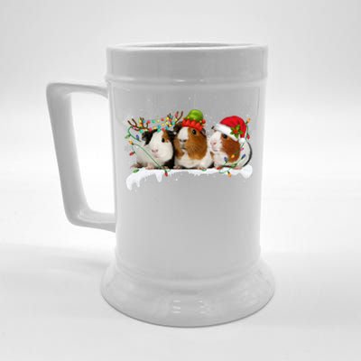 Guinea Pigs With Christmas Lights And Santa Hat Cute Xmas Beer Stein