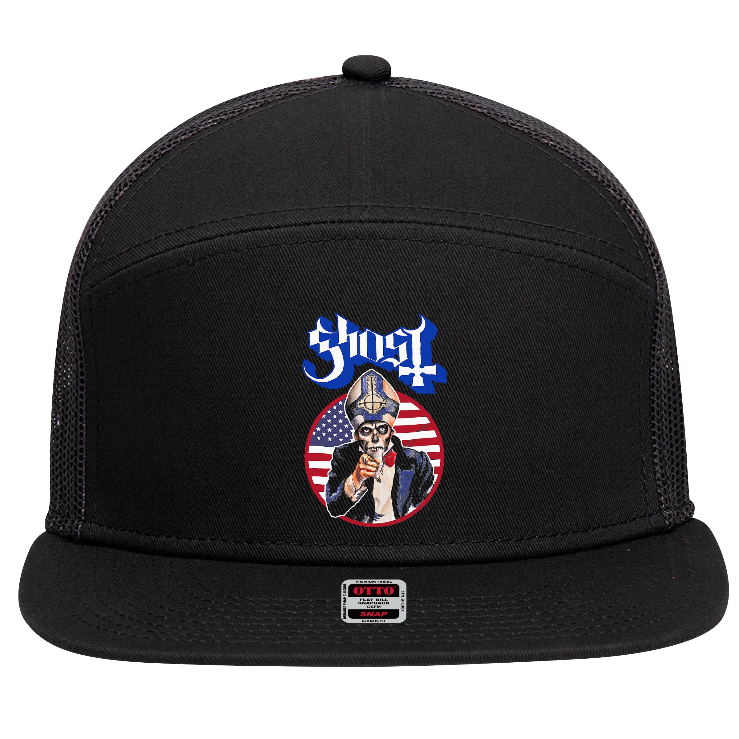 Ghost Papa Wants You Usa 7 Panel Mesh Trucker Snapback Hat