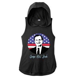 George President W. Bush Republican Proud USA Ladies PosiCharge Tri-Blend Wicking Draft Hoodie Tank