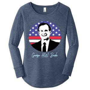 George President W. Bush Republican Proud USA Women's Perfect Tri Tunic Long Sleeve Shirt