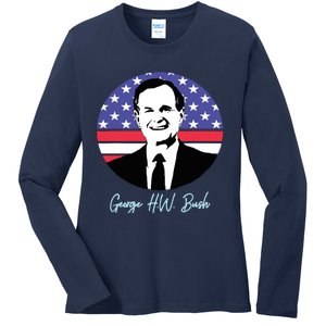 George President W. Bush Republican Proud USA Ladies Long Sleeve Shirt