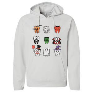 Ghost Pumpkin Witch Cute Dental Halloween Dentist Performance Fleece Hoodie