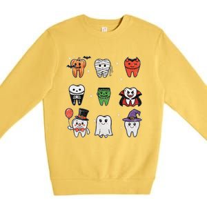 Ghost Pumpkin Witch Cute Dental Halloween Dentist Premium Crewneck Sweatshirt