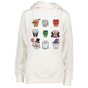 Ghost Pumpkin Witch Cute Dental Halloween Dentist Womens Funnel Neck Pullover Hood